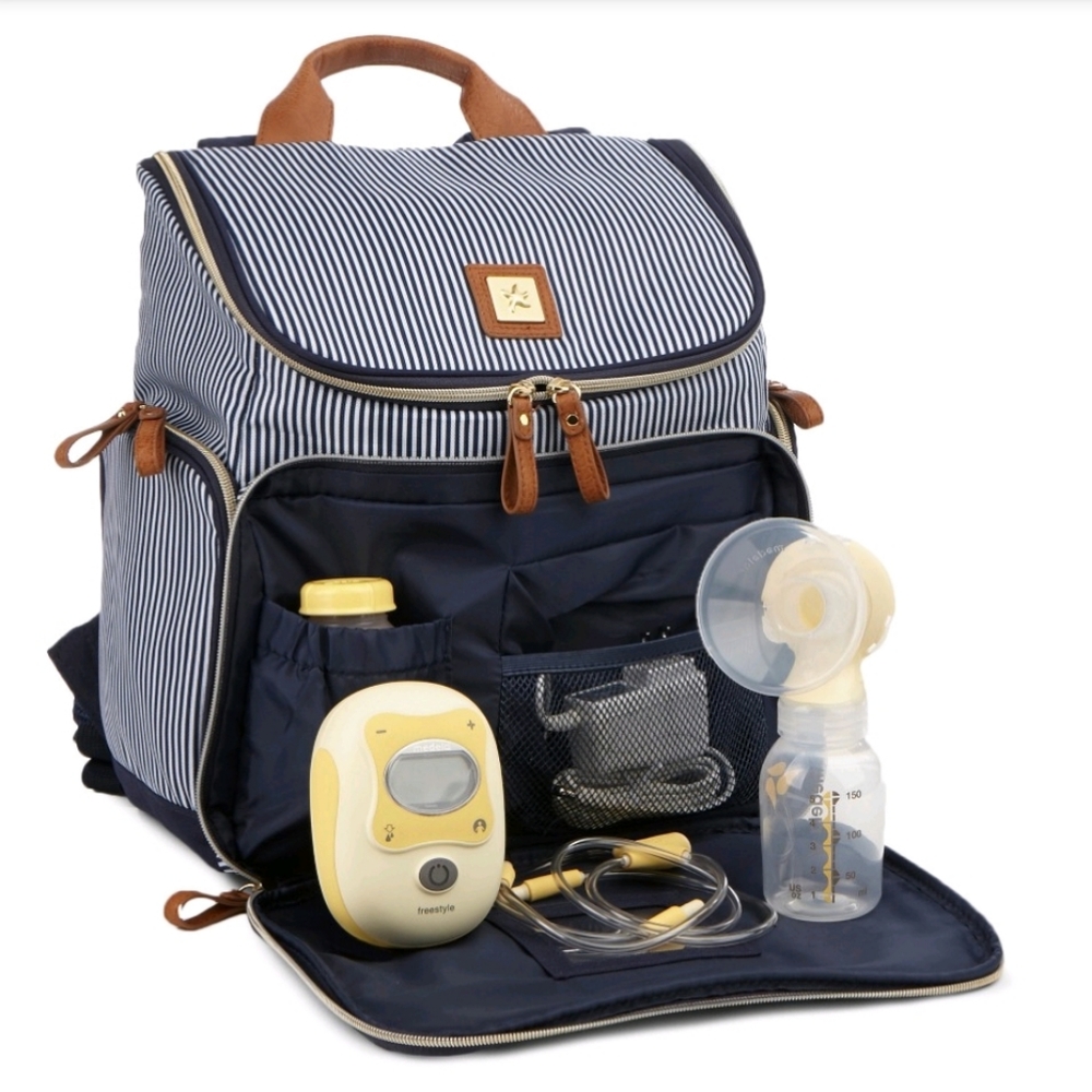 Striped Breast Pump Backpack